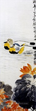 Qi Baishi Painting - Qi Baishi mandarin duck old China ink